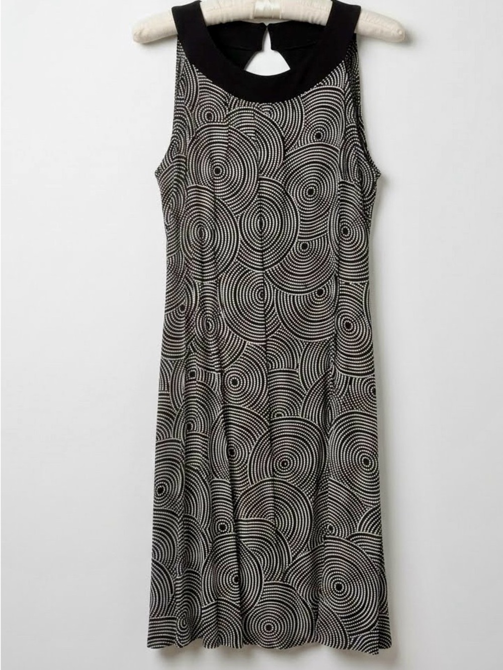 Jenny Helene Mod Geometric Swing Dress  Black/White Rayon  Women’s M – Like New